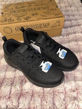 Skechers Kids Black Knit Lace-Up Sneakers